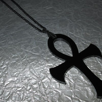 Black Acrylic Ankh Necklace - Thumbnail 2