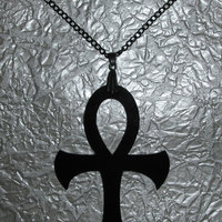 Black Acrylic Ankh Necklace - Thumbnail 1