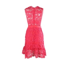 Red Lace Cocktail Dress - Thumbnail 3