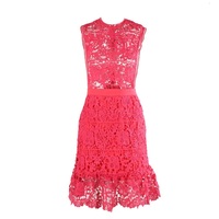 Red Lace Cocktail Dress - Thumbnail 2
