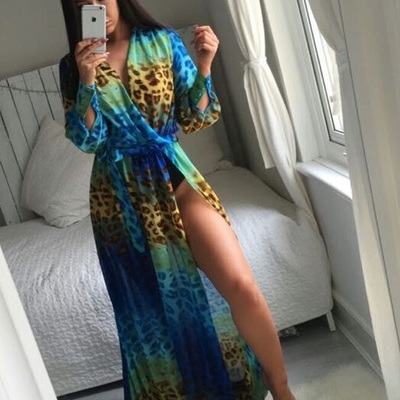 Blue leopard maxi dress