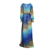 Blue Leopard Maxi Dress - Thumbnail 4