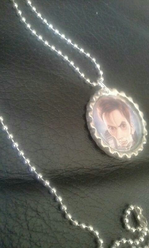 Dr. Who Distorted Bottle Cap Ball Chain Necklace