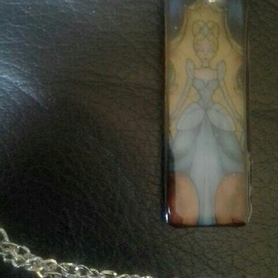 Disney princess cinderella stained glass pendant necklace