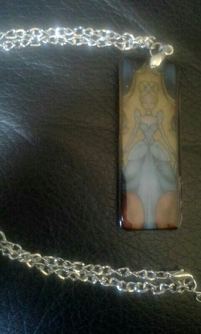 Disney princess cinderella stained glass pendant necklace