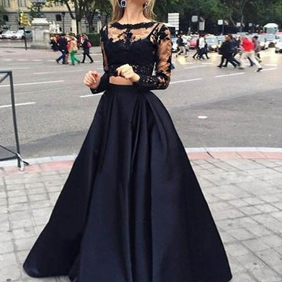 Elegant prom dresses,a-line scoop floor-length satin prom dresses evening dresses 8761