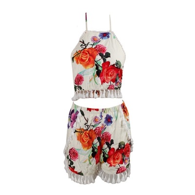 White floral two piece set