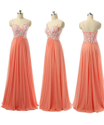 A-line bridesmaid dress,long bridesmaid dresses,Cheap Bridesmaid dress,Orange Bridesmaid Dress,chiffon bridesmaid dress