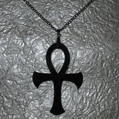 Black acrylic ankh necklace