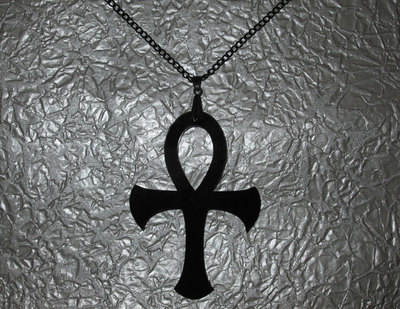 Black Acrylic Ankh Necklace