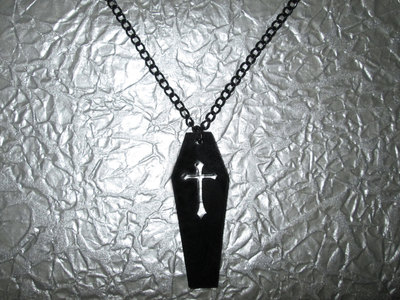 Black Acrylic Coffin Necklace with Crucifix Cutout
