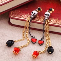 Skull Dangley Rhinestone Earrings