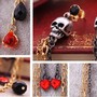Skull Dangley Rhinestone Earrings-1