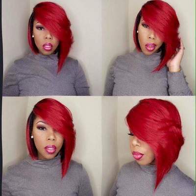 Fire red bob hair