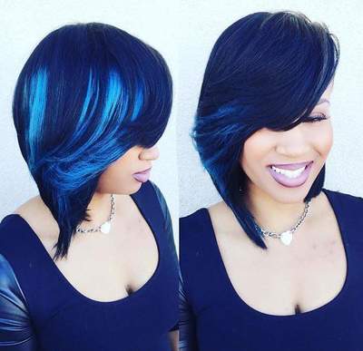 Feather Blue Bob Hair
