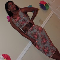 Floral Crop Top and Skirt Set - Thumbnail 1