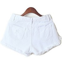 White High Waist Shorts - Thumbnail 1