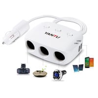 3 Hole Dual USB Fast Charging Lighter Car Charger Converter IPGC05 - Thumbnail 1