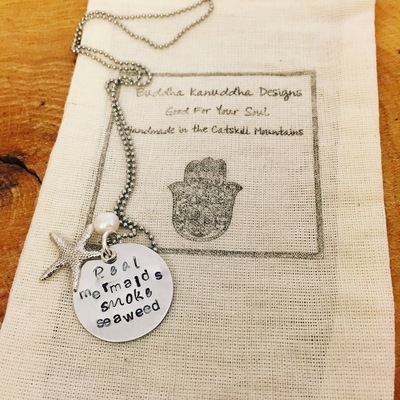 Mermaid handstamped necklace