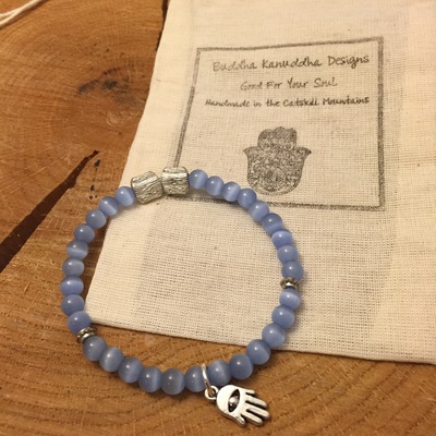 Blue cat's eye hamsa bracelet