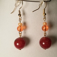 pink-orange marble earrings - Thumbnail 1