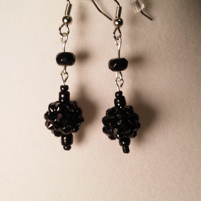Black goth rhinestone bauble earrings