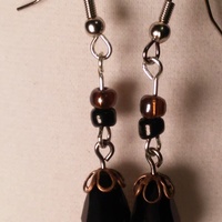 Goth Black Tear Droplet Filgree Earrings - Thumbnail 1