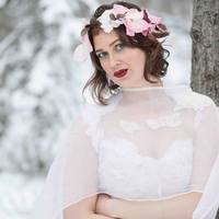 Waterfall Organza Bridal Cape - Thumbnail 1