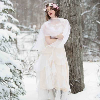 Waterfall organza bridal cape