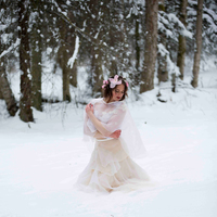 Waterfall Organza Bridal Cape - Thumbnail 2