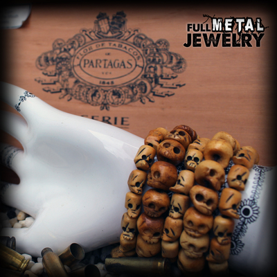 Yak bone skull bead bracelets