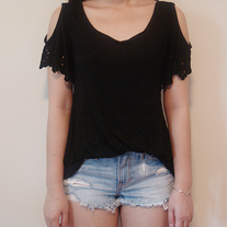 cold shoulder laser cut sleeve tee (more colors)