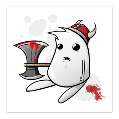 The Littlest Viking - Bloody Cute - 8x8 Art Print - by Denis Caron