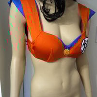 Female Goku Bra Cosplay Dance Costume Rave Bra Rave Wear Halloween Burlesque Show Girl - Thumbnail 1