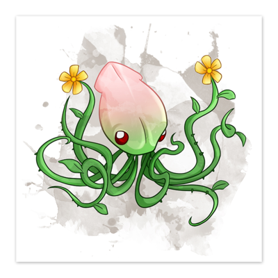 Cephfloralpod - Flower Squid - 8x8 Art Print - by Denis Caron