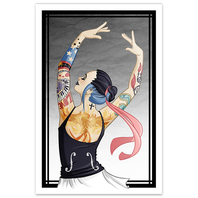 Tattooed gothic ballerina - art print - by denis caron - Thumbnail 1