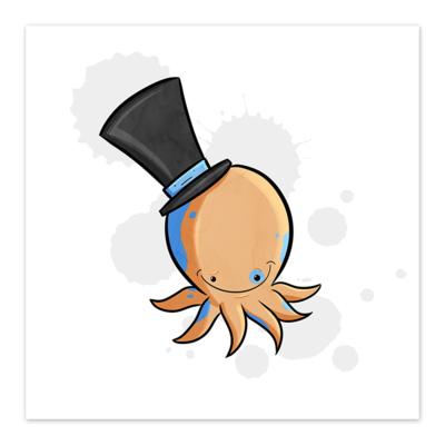 Octoposh - dapper octopus - 8x8 art print - by denis caron - Thumbnail 4