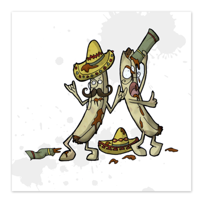 Fiesta de tinta - taquito party - 8x8 art print - by denis caron - Thumbnail 3