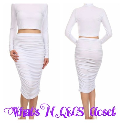 White Crop Top and Mini Maxi Skrit