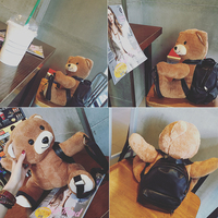 New Kawaii Brown Teddy Bear Japanese Style Leather Backpack Bag KK1033 - Thumbnail 3