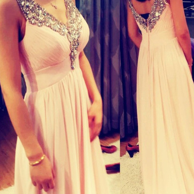 Sexy prom dresses,picture color a-line v-neck floor-length chiffon prom dresses evening dresses 8806