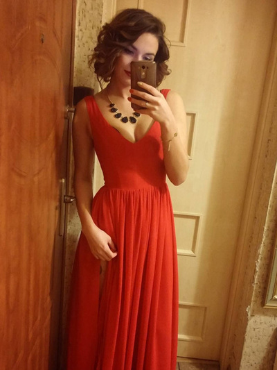 simple prom dresses,Orange A-line V-neck Floor-length Chiffon Prom Dresses Evening Dresses 8810