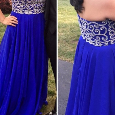 Royal blue prom dresses,royal blue a-line sweetheart floor-length chiffon prom dresses evening dresses 8814