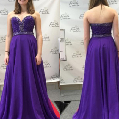 Purple prom dresses,purple a-line sweetheart floor-length chiffon prom dresses evening dresses 8815
