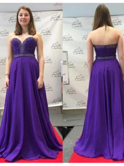 purple prom dresses,Purple A-line Sweetheart Floor-length Chiffon Prom Dresses Evening Dresses 8815