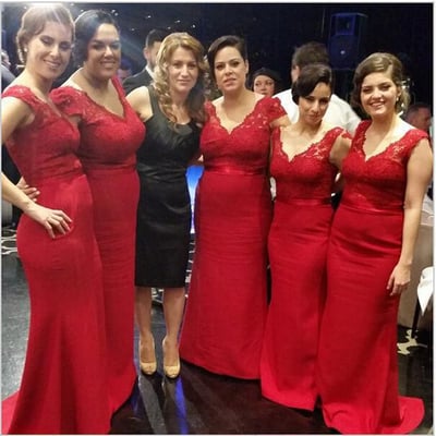 Red bridesmaid dress ,mermaid bridesmaid dress,fashion bridesmaid dress,v-neck bridesmaid dress,sexy bridesmaid dress ,lace bridesmaid dress ,bd143382