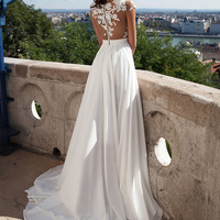 Short sleeve prom dress, lace prom dress, long prom dress, side split prom dress, sexy prom dress, cheap prom dress, evening dress, PD15283 - Thumbnail 2