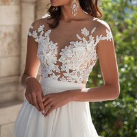 Short sleeve prom dress, lace prom dress, long prom dress, side split prom dress, sexy prom dress, cheap prom dress, evening dress, PD15283 - Thumbnail 1