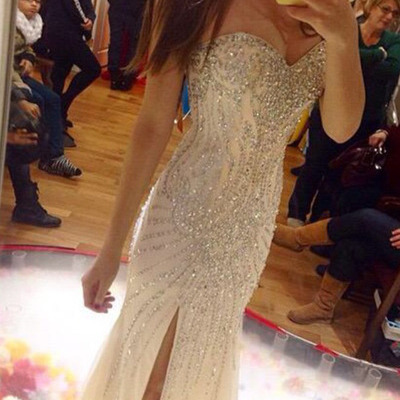 Sparkle prom dress, long prom dress, side split prom dress, affordable prom dress, mermaid prom dresses, sweetheart prom dress, pd15123