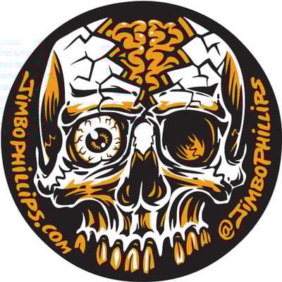 Jimbo skull silkscreened vinyl sticker - Thumbnail 4